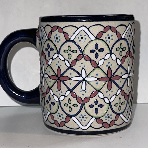 JAVIER SERVIN Mexico Embossed Enamel Ceramic Mug Cup 3.75" Tall - Picture 3 of 7